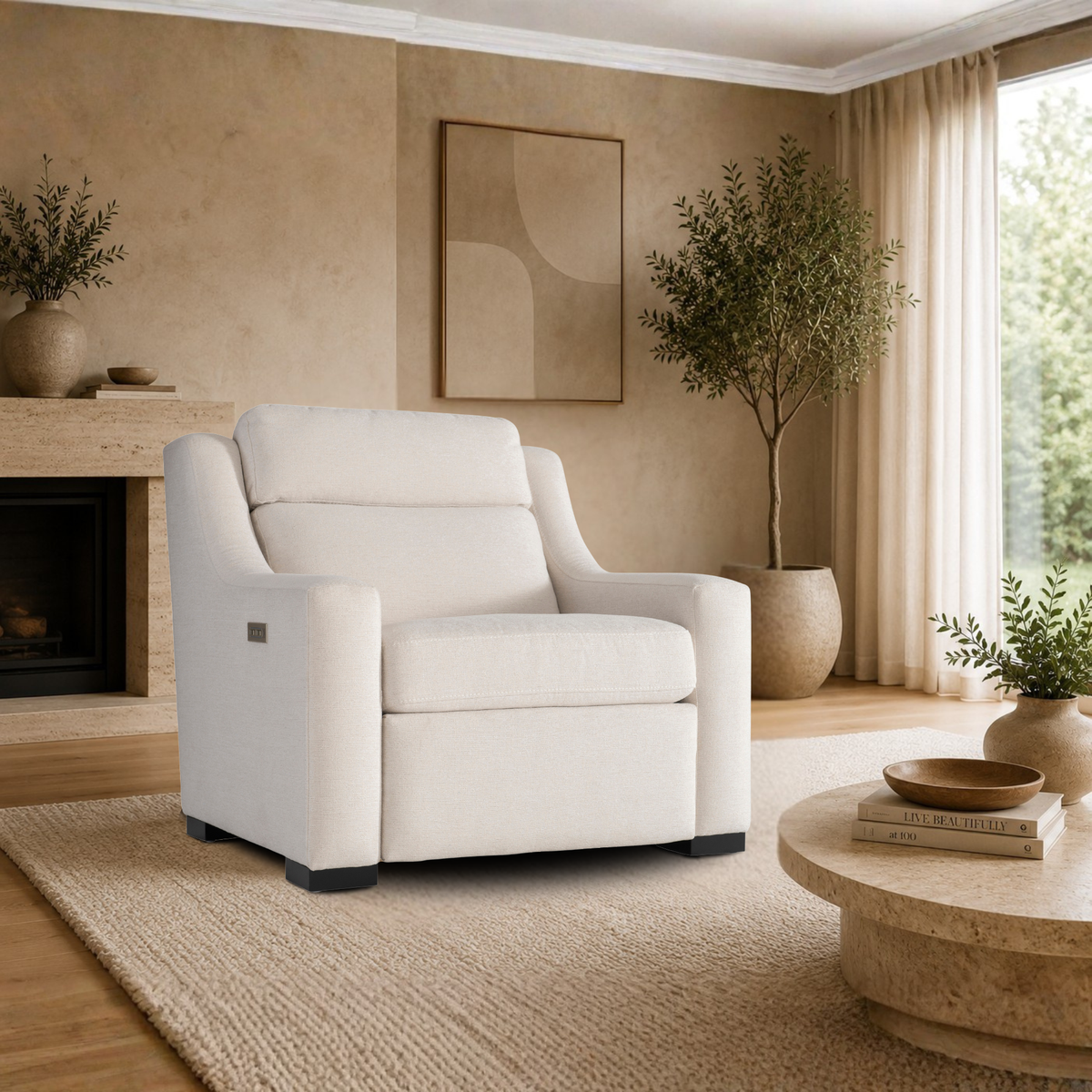 Bernhardt Germain Fabric Power Motion Chair with USB Charging-Comfort Design