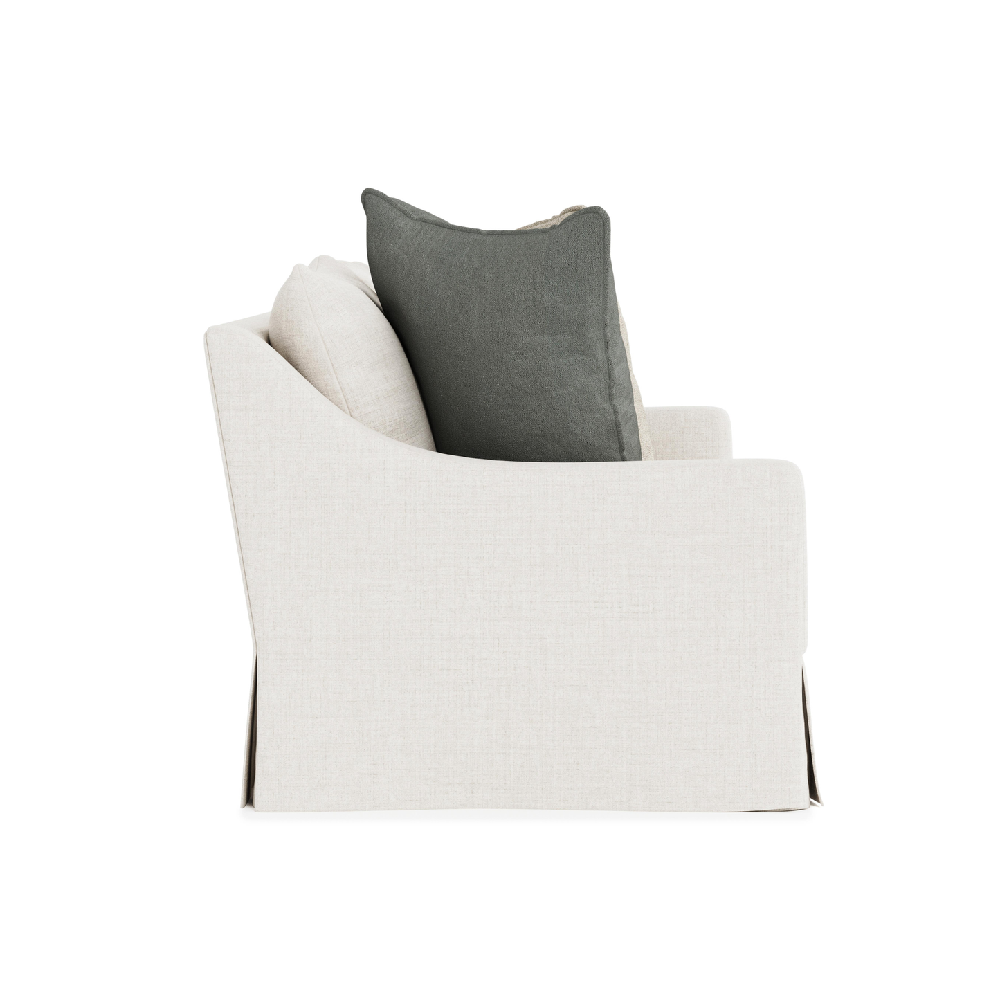 Bernhardt Grace White Fabric Skirted Sofa With Shaped Track Arm