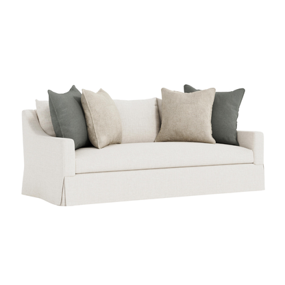 Bernhardt Grace White Fabric Skirted Sofa With Shaped Track Arm