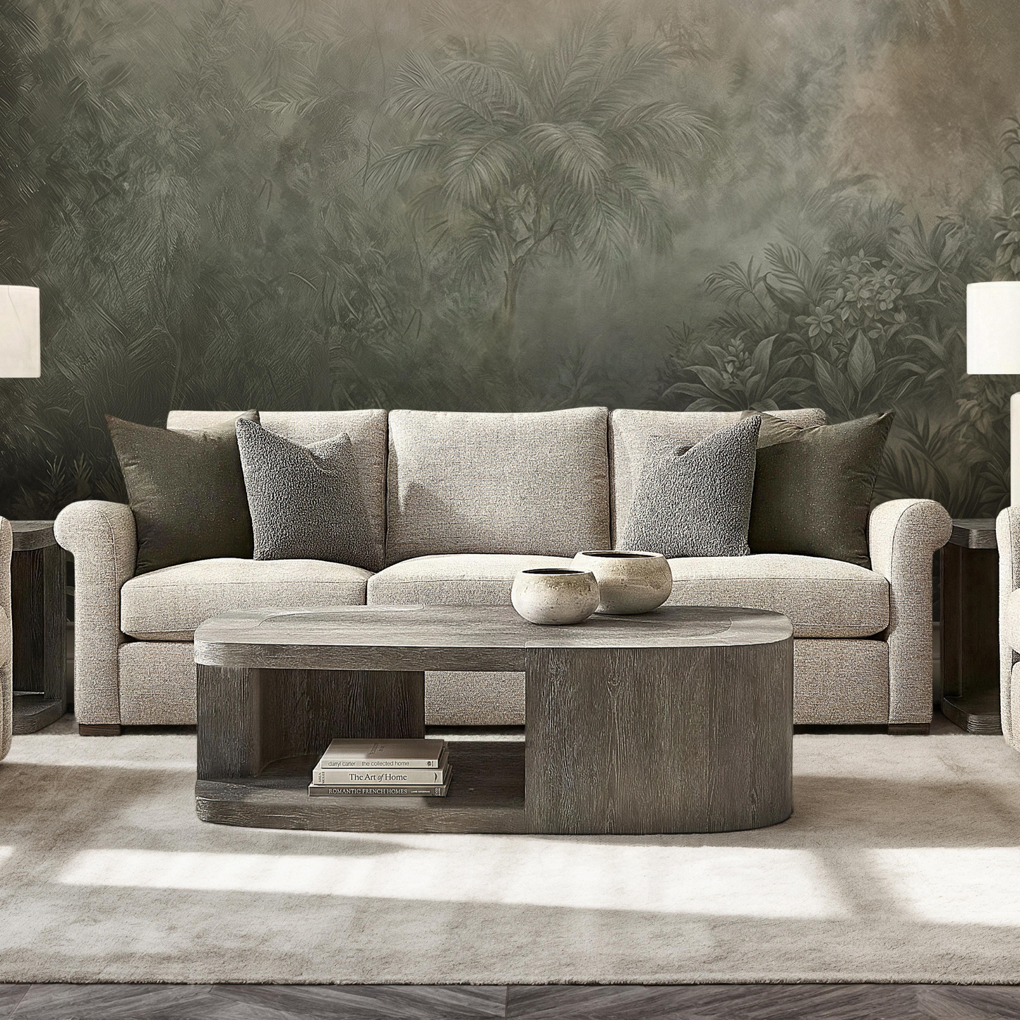 Bernhardt Keirnan Gray Fabric Sofa With Rolled Arms