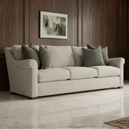 Bernhardt Keirnan Gray Fabric Sofa With Rolled Arms