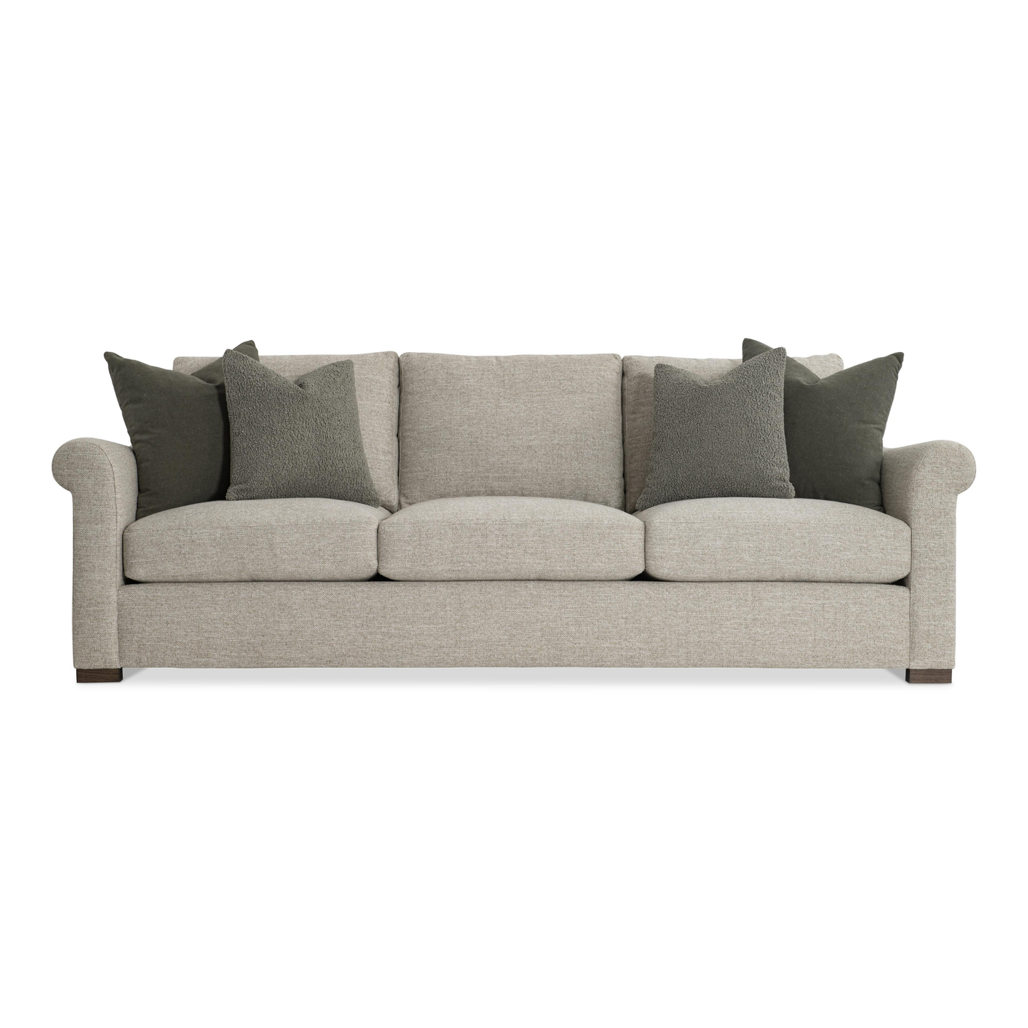 Bernhardt Keirnan Gray Fabric Sofa With Rolled Arms