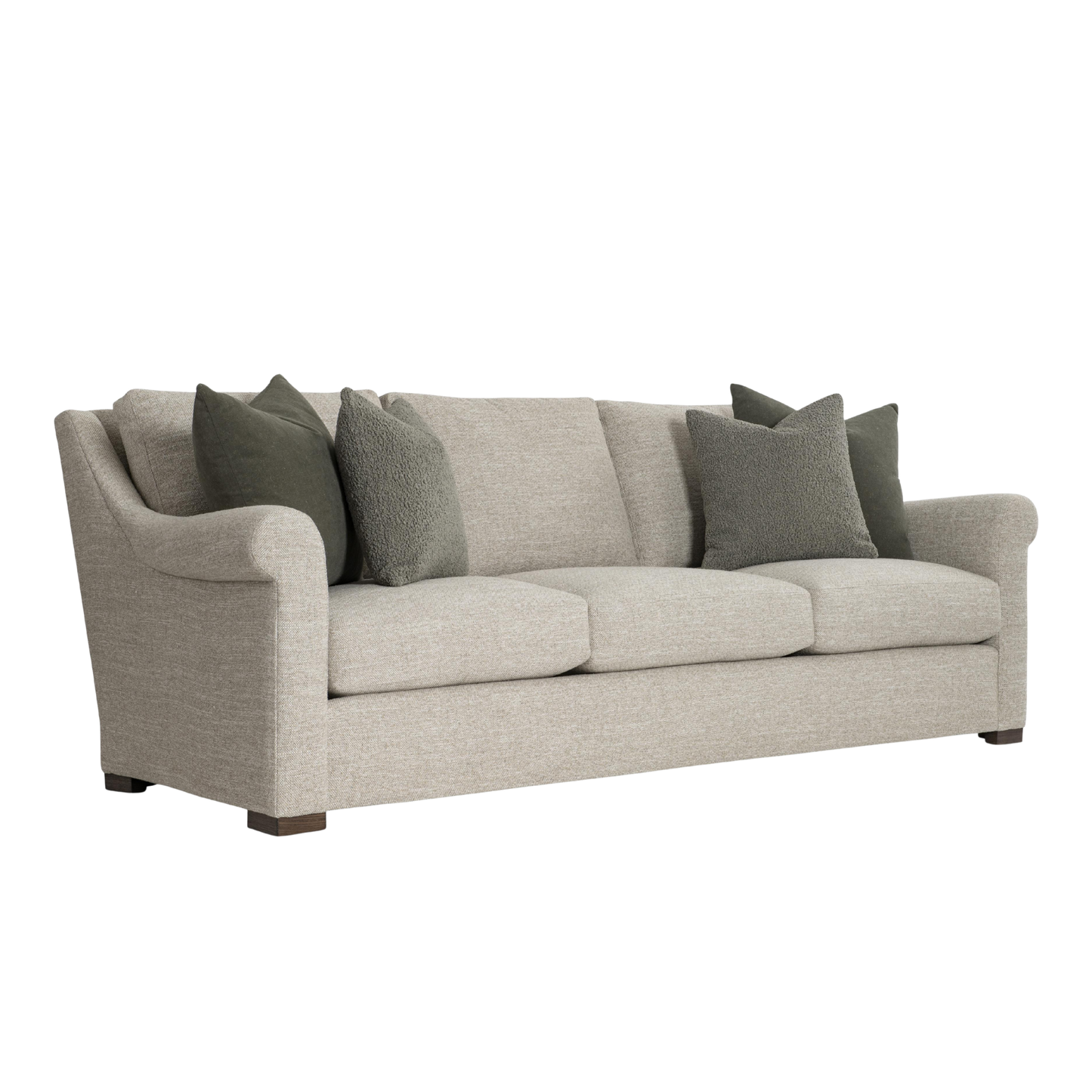 Bernhardt Keirnan Gray Fabric Sofa With Rolled Arms