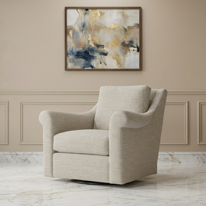 Bernhardt Keirnan Gray Fabric Swivel Chair with 360-degree Base