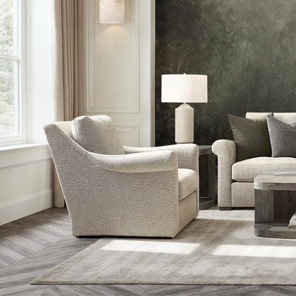 Bernhardt Keirnan Gray Fabric Swivel Chair with 360-degree Base