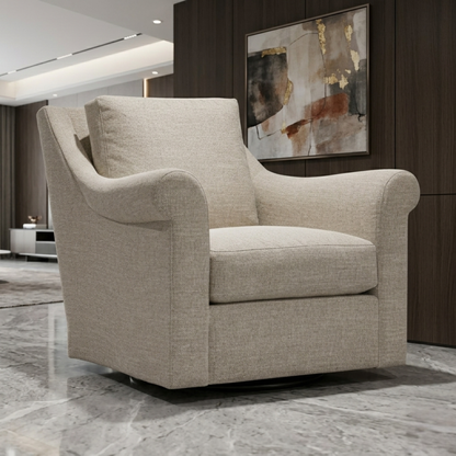 Bernhardt Keirnan Gray Fabric Swivel Chair with 360-degree Base