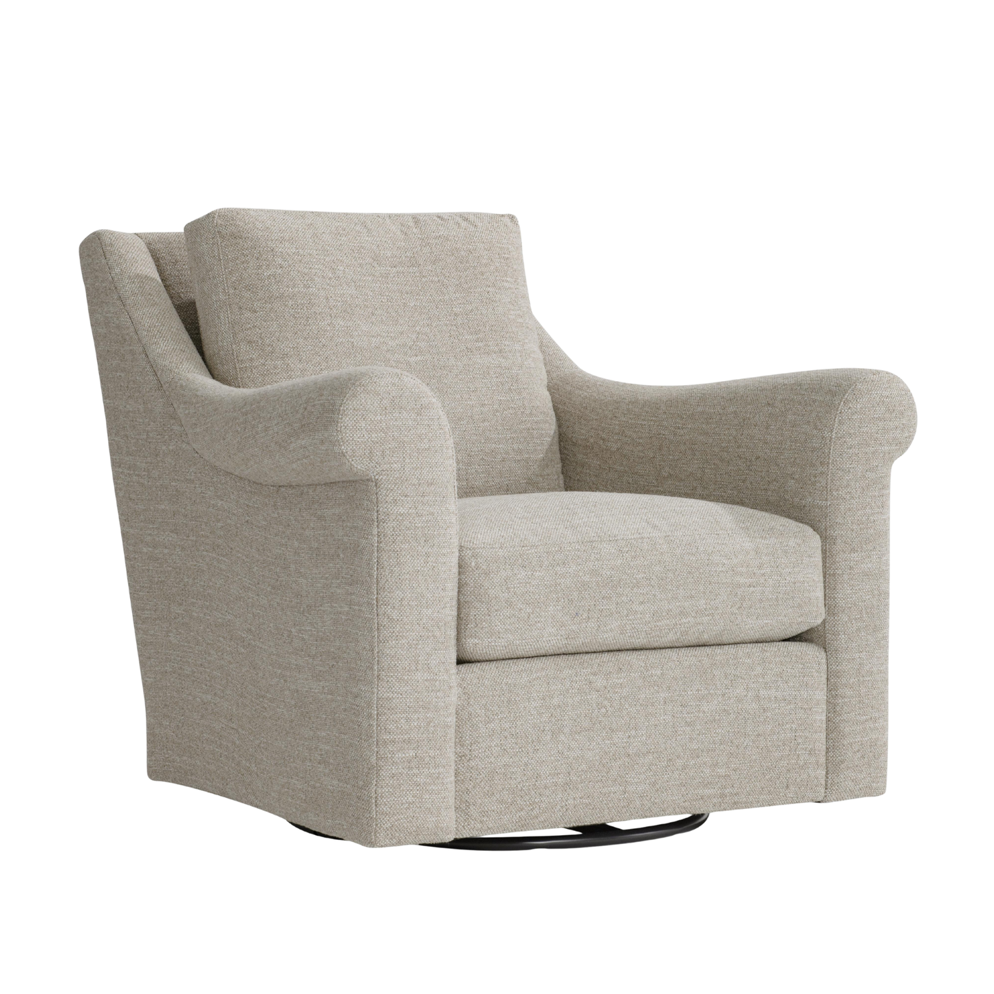 Bernhardt Keirnan Gray Fabric Swivel Chair with 360-degree Base