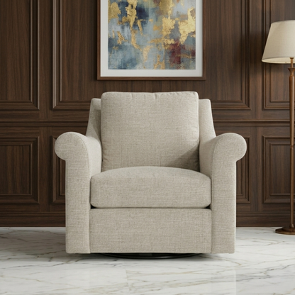 Bernhardt Keirnan Gray Fabric Swivel Chair with 360-degree Base
