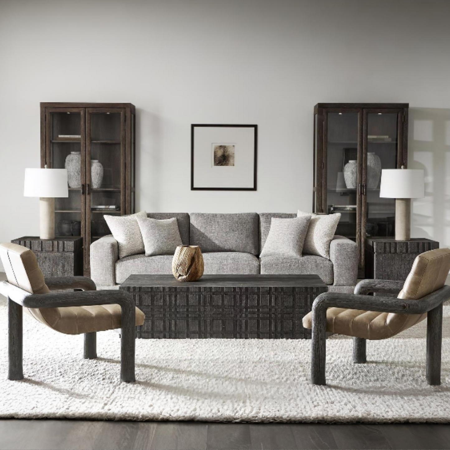 Bernhardt Living Lars Fabric Gray 3-Seater Sofa-ComfortDesign