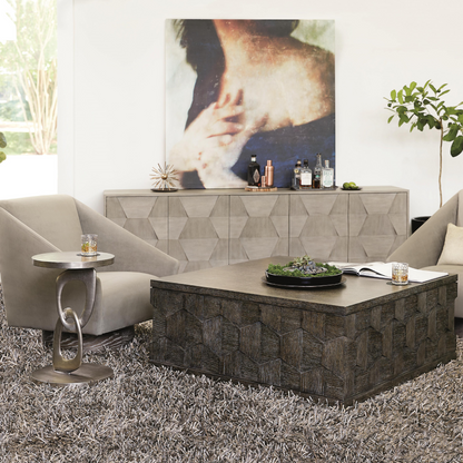 Bernhardt Linea Wooden Contemporary Cocktail Table with Pedestal Base