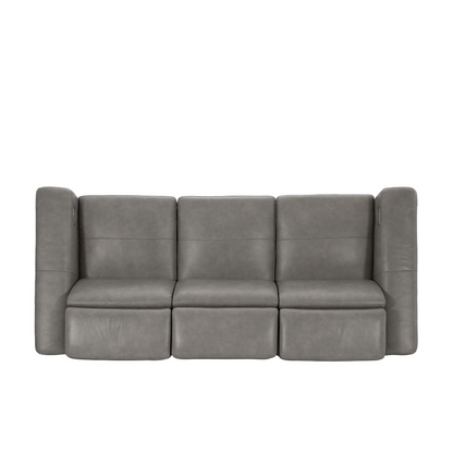 Bernhardt Lioni Gray Leather Power Motion Reclining Sofa