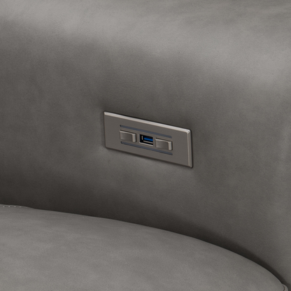 Bernhardt Lioni Gray Leather Power Motion Reclining Sofa