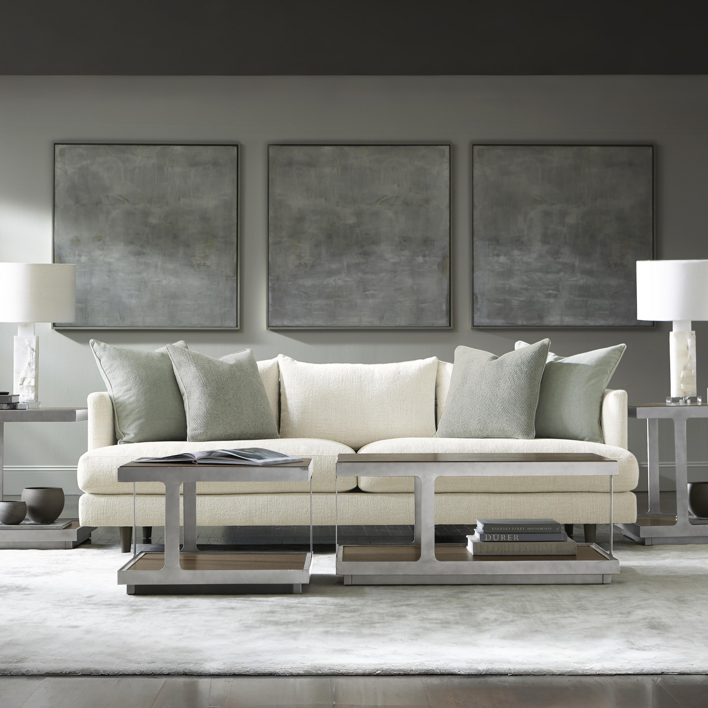 Bernhardt Living Colette White Cream Fabric Sofa-ComfortDesign