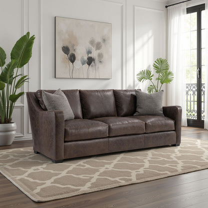 Bernhardt Living Ventura Leather Brown 3-Seater Sofa
