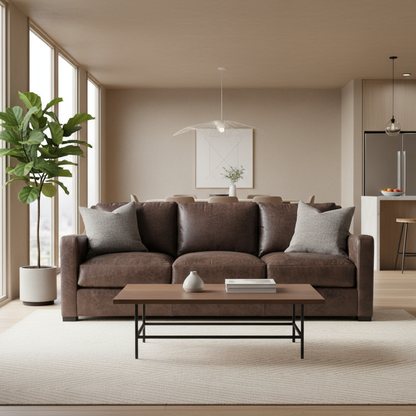Bernhardt Living Ventura Leather Brown 3-Seater Sofa