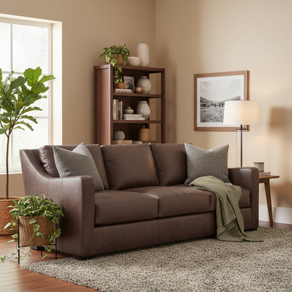 Bernhardt Living Ventura Leather Brown 3-Seater Sofa