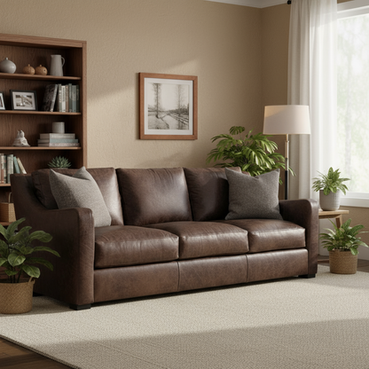 Bernhardt Living Ventura Leather Brown 3-Seater Sofa