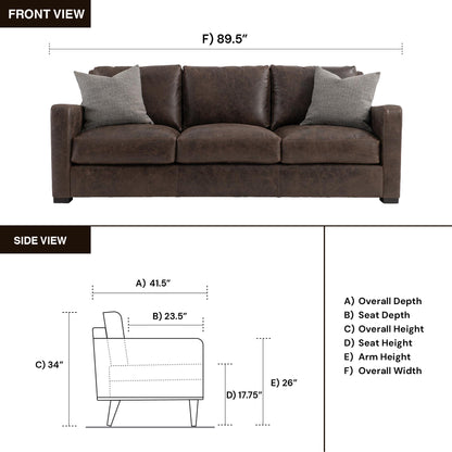 Bernhardt Living Ventura Leather Brown 3-Seater Sofa