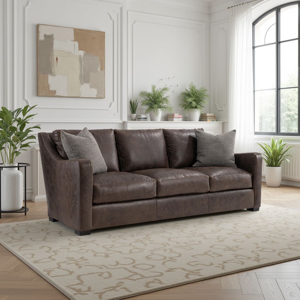 Bernhardt Living Ventura Leather Brown 3-Seater Sofa