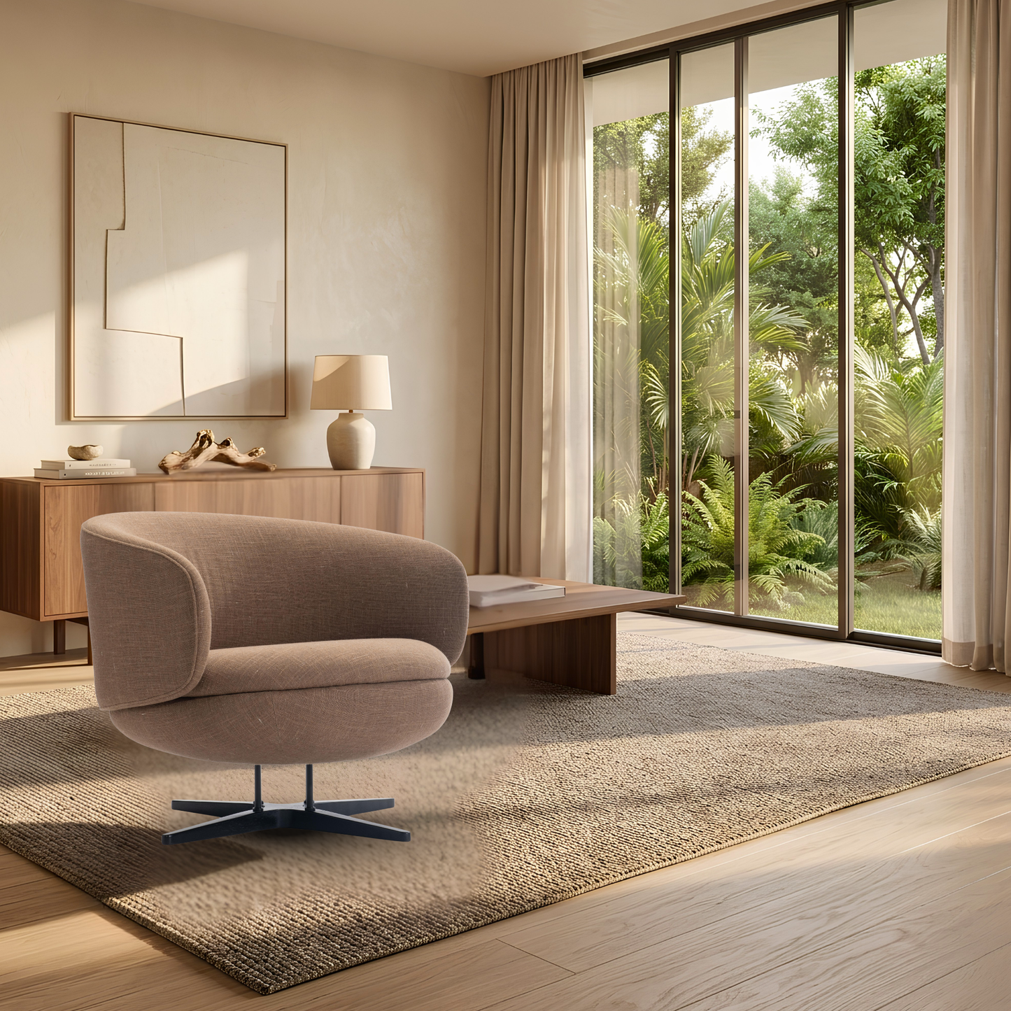 Bernhardt Moxi Modern Fabric Swivel Accent Chair with Metal Base-Comfort Design