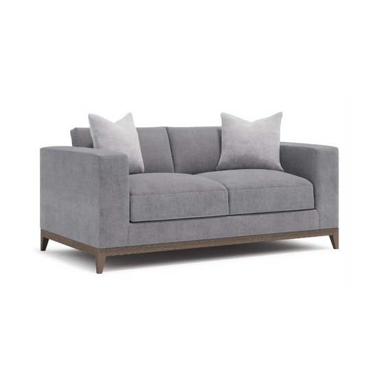 Bernhardt Noel Gray Fabric 2-Seater Loveseat Sofa with 2 Accent Pillows-ComfortFurniture