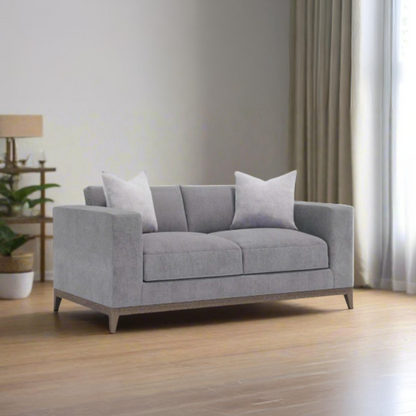 Bernhardt Noel Gray Fabric 2-Seater Loveseat Sofa with 2 Accent Pillows-ComfortFurniture
