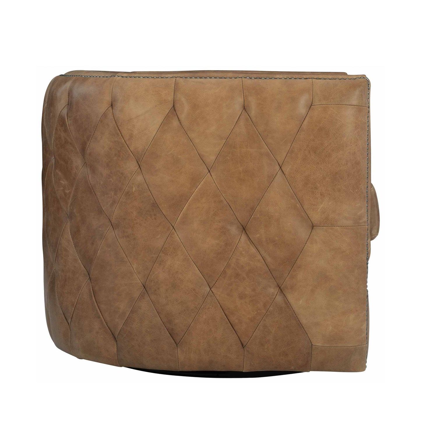 Bernhardt Palazzo Leather Barrel Back Tufted Swivel Accent Chair