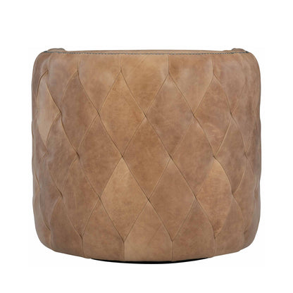 Bernhardt Palazzo Leather Barrel Back Tufted Swivel Accent Chair