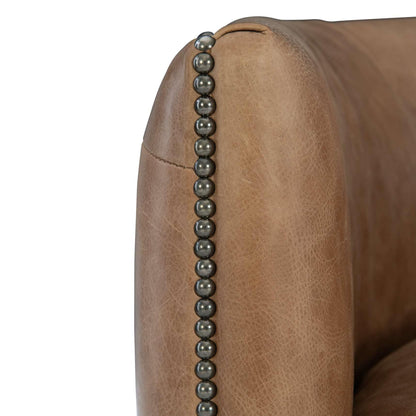 Bernhardt Palazzo Leather Barrel Back Tufted Swivel Accent Chair