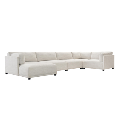 Bernhardt Parker Fabric Sectional With Chaise & Box-Edge Pillows