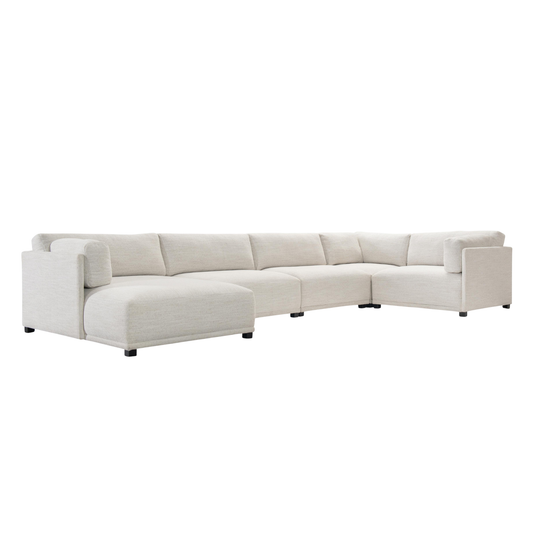 Bernhardt Parker Fabric Sectional With Chaise & Box-Edge Pillows