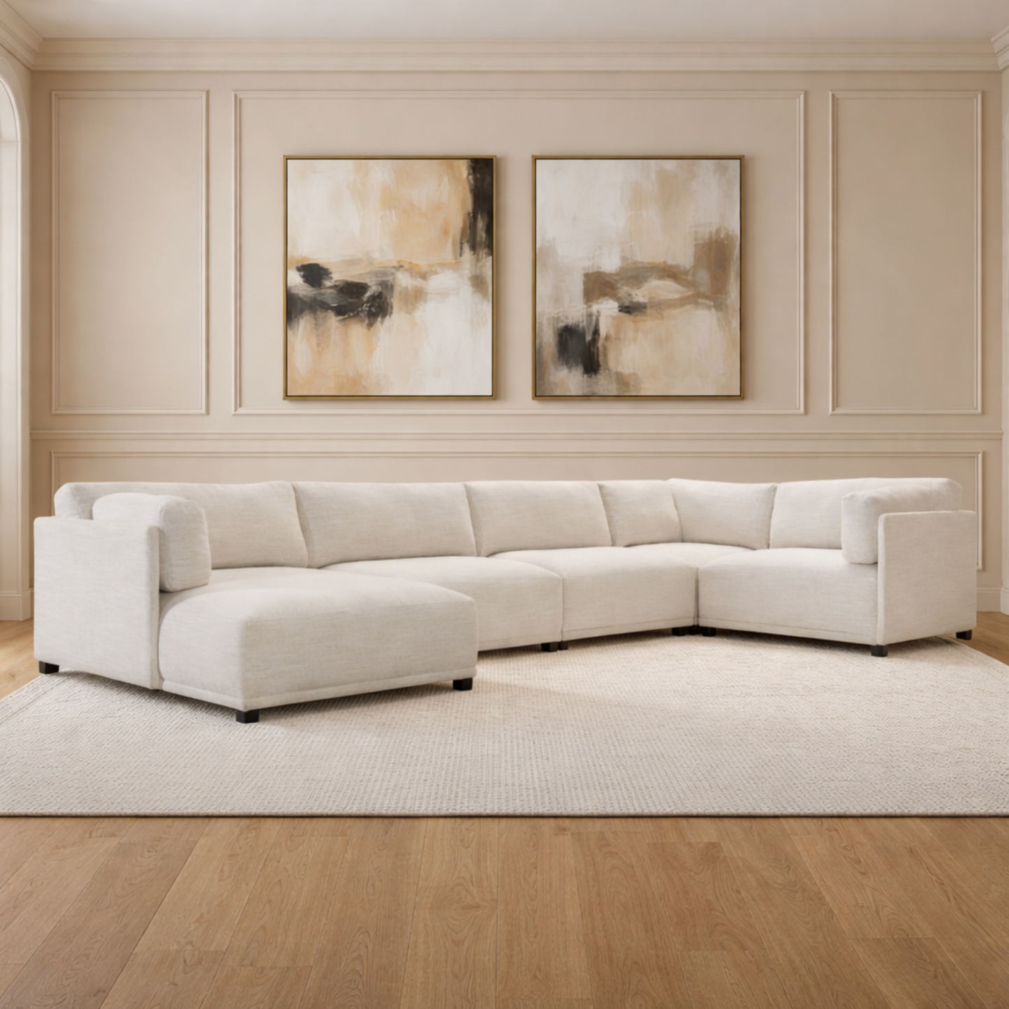 Bernhardt Parker Fabric Sectional With Chaise & Box-Edge Pillows