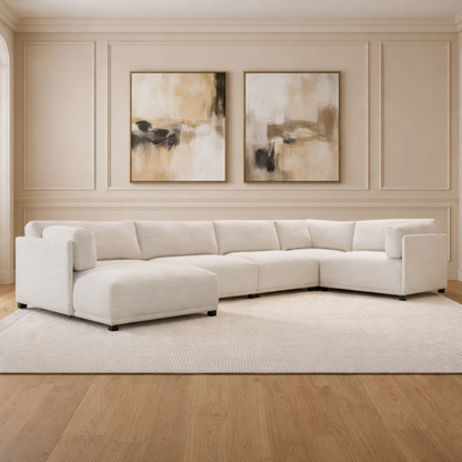 Bernhardt Parker Fabric Sectional With Chaise & Box-Edge Pillows