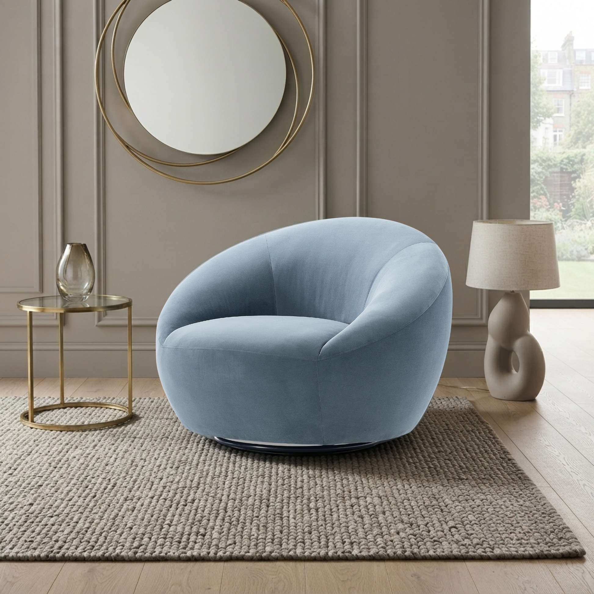 Bernhardt Rizz Upholstered Fabric Swivel Accent Chair-Comfort Furniture Design
