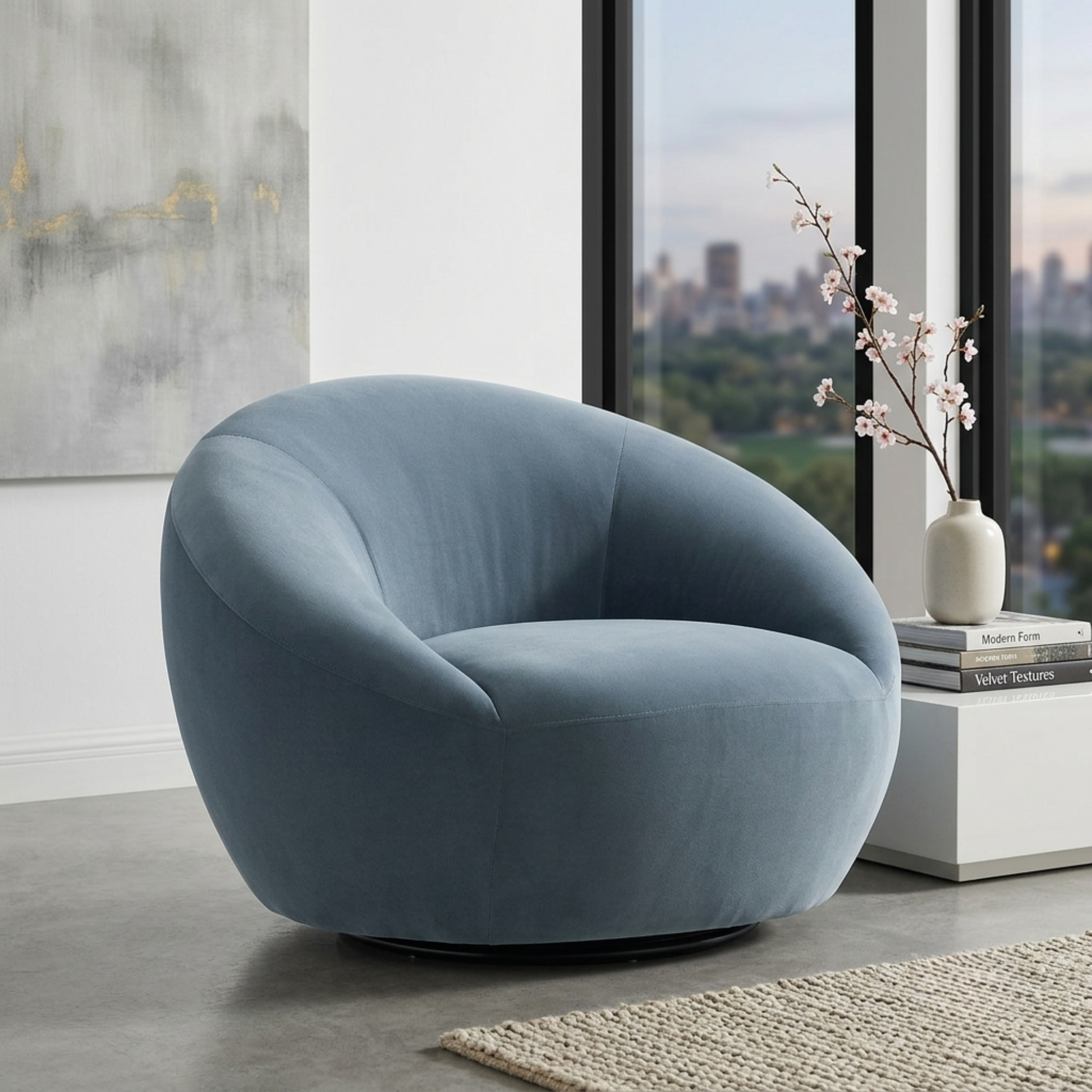 Bernhardt Rizz Upholstered Fabric Swivel Accent Chair-Comfort Furniture Design
