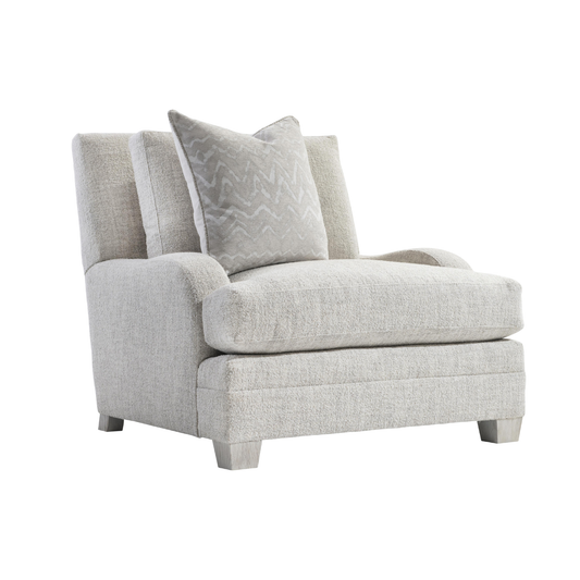 Bernhardt Rollins Fabric Chair With Shaped Track Arm and Throw Pillow
