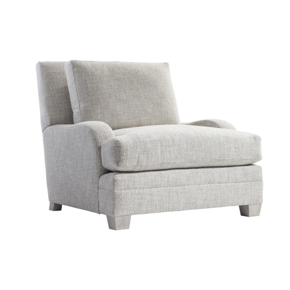 Bernhardt Rollins Fabric Chair With Shaped Track Arm and Throw Pillow