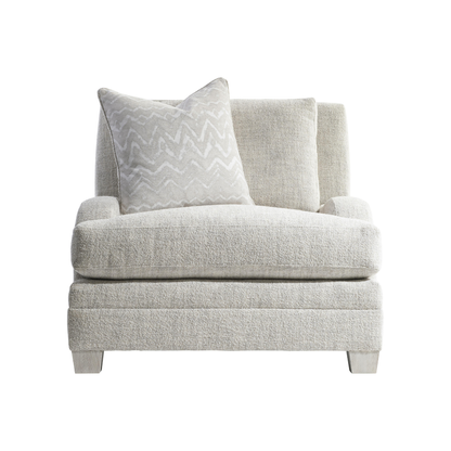 Bernhardt Rollins Fabric Chair With Shaped Track Arm and Throw Pillow