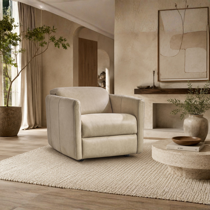 Bernhardt Sierra Leather Power Motion Recliner Chair with Power Headrest-Comfort Design