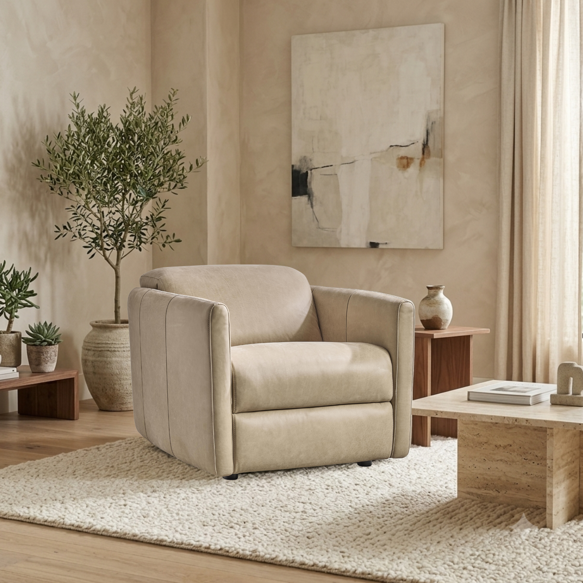  Bernhardt Sierra Leather Power Motion Recliner Chair with Power Headrest-Comfort Design