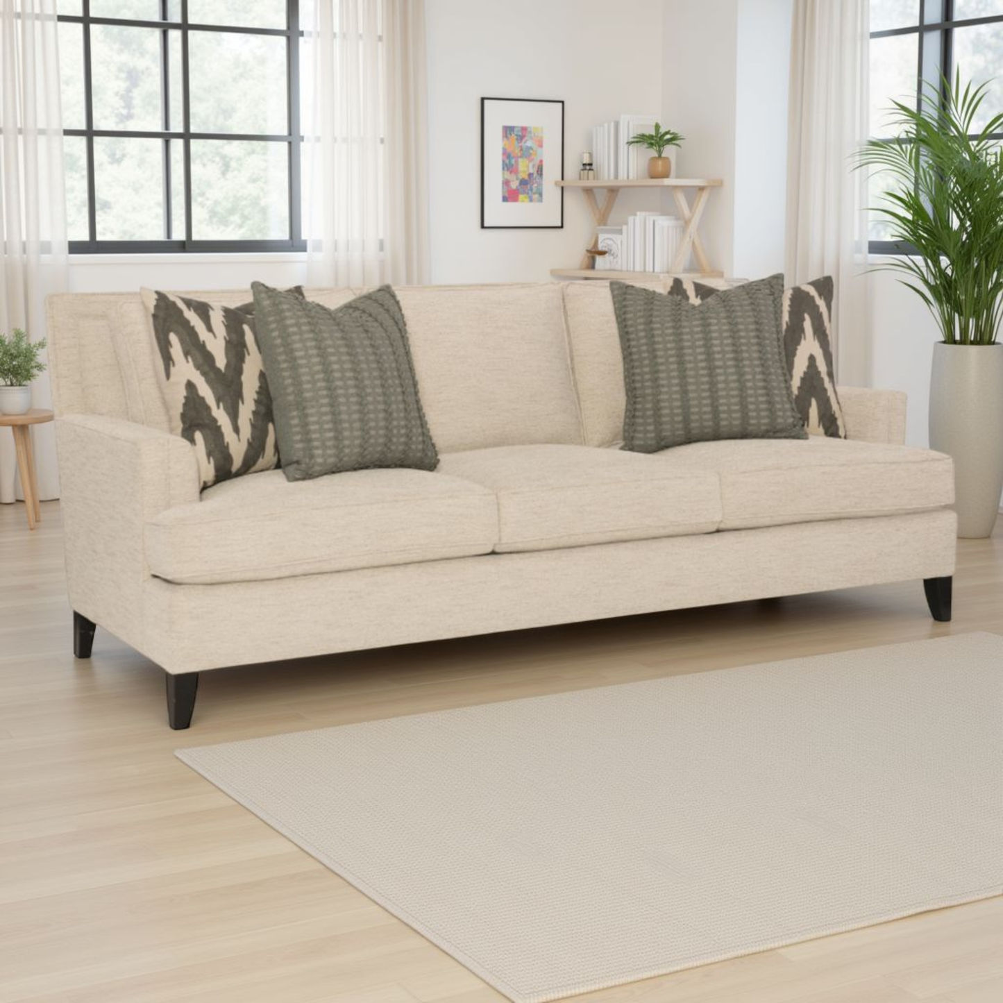 Bernhardt Addison Cream Fabric 3-Seater Sofa