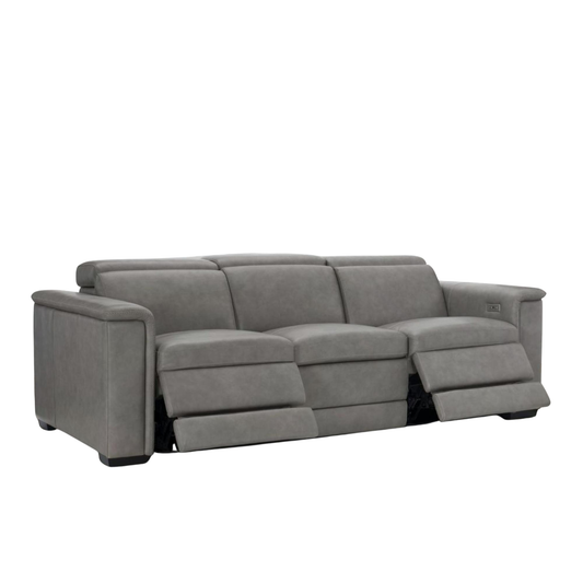 Bernhardt Lioni Gray Leather Power Motion Reclining Sofa