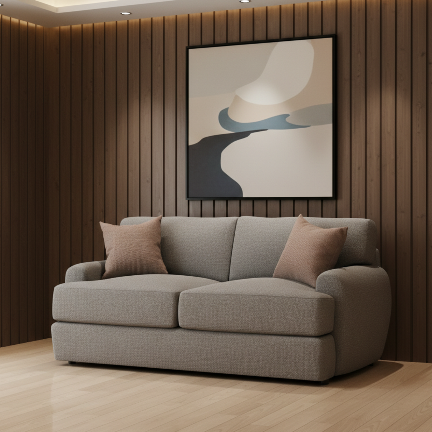 Bernhardt Cameron Fabric Loveseat With Oversized Roll Arms