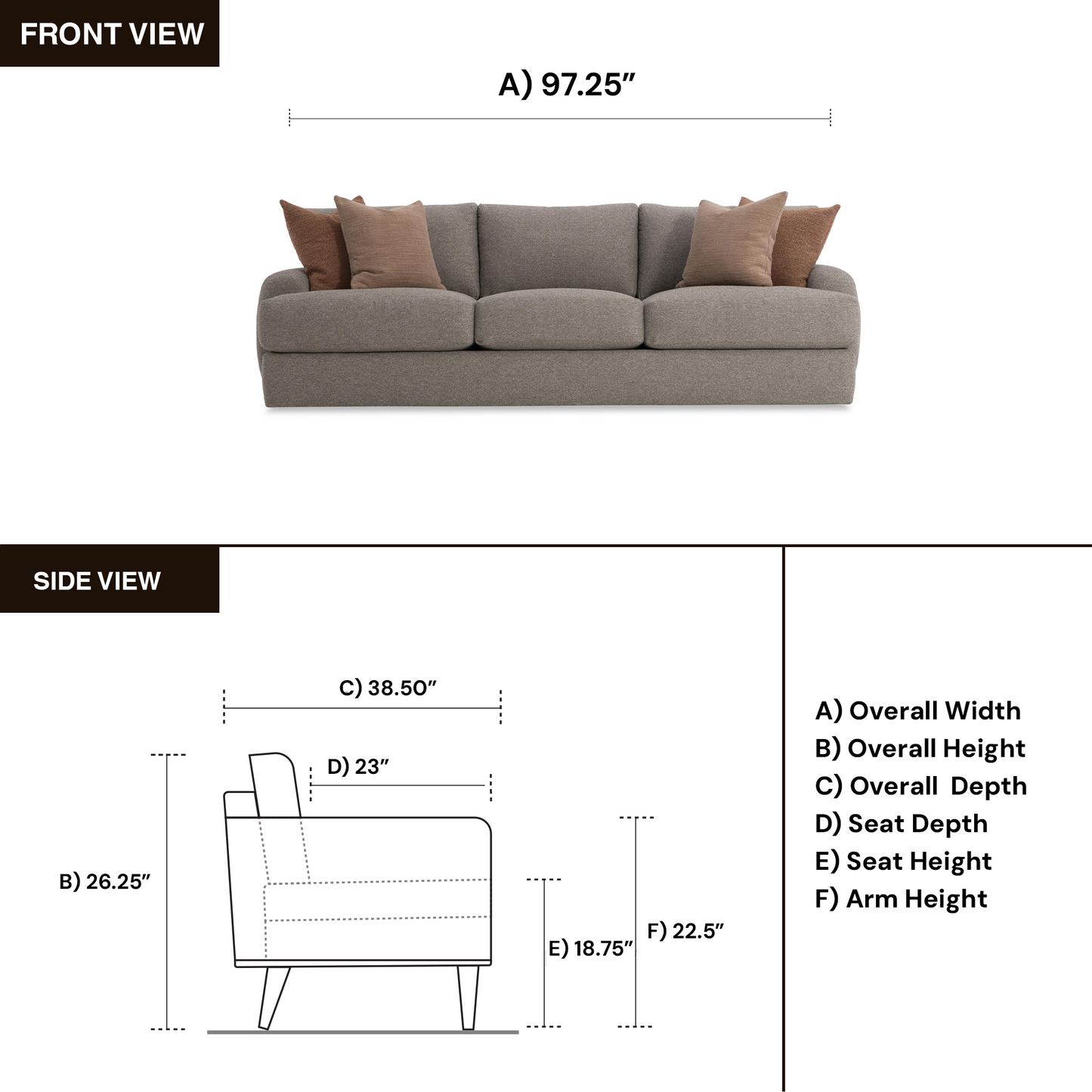 Bernhardt Cameron Fabric Sofa With Oversized Roll Arms