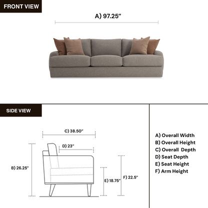 Bernhardt Cameron Fabric Sofa With Oversized Roll Arms