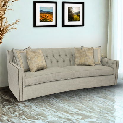 Bernhardt Candace 3-Seater Tufted Fabric Sofa With Reversible Seat Cushions