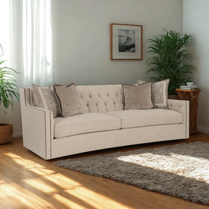 Bernhardt Candace 3-Seater Tufted Fabric Sofa With Reversible Seat Cushions
