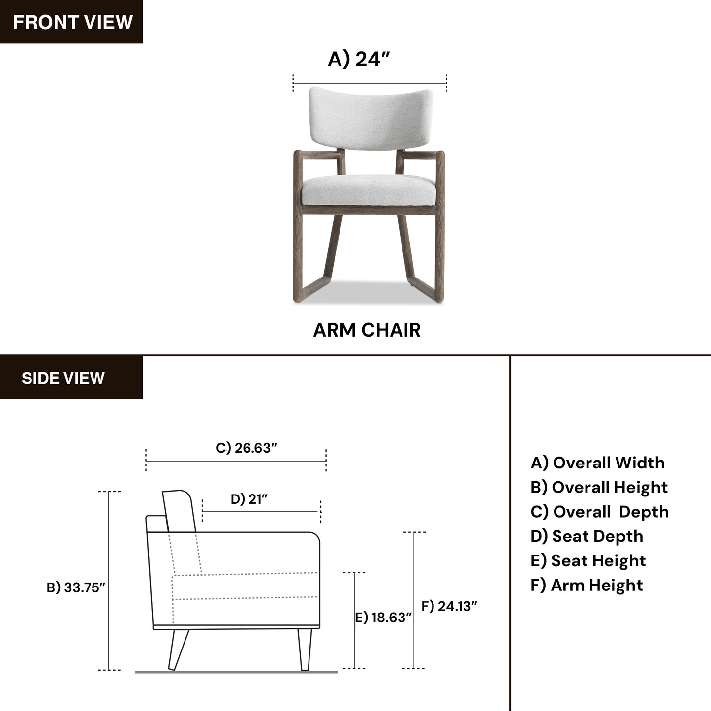 Bernhardt Casa Paros Chair with Geometric Wood Frame & Curved Back