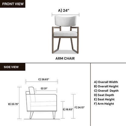Bernhardt Casa Paros Chair with Geometric Wood Frame & Curved Back