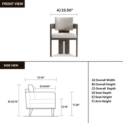 Bernhardt Casa Paros Fabric Upholstered Arm Chair with Curved Back